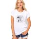 Fashion Ladies White Printed Short Sleeve T-Shirt