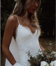 Women's Simple Slim Fit Backless Fishtail Strap Wedding Dress