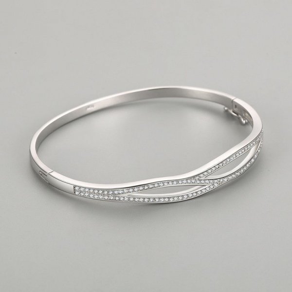 S925 Silver Bracelet Women's Japanese And Korean Simple Double-layer Cross Diamond